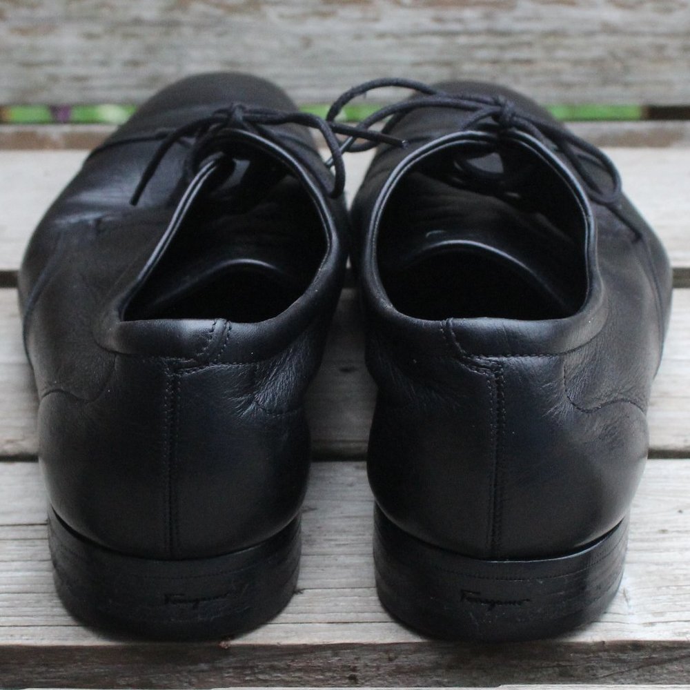 Ferragamo Black Sheepskin Derby, Made in Italy - Picture 6 of 15